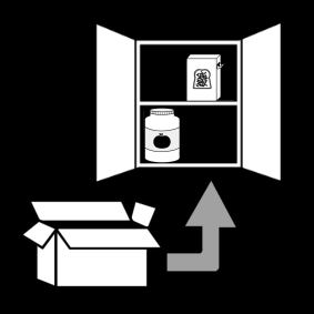 groceries: store in the cupboard